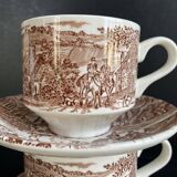 Duo of English Cups & Saucers Broadhurst Ironstone - Hunting Scene