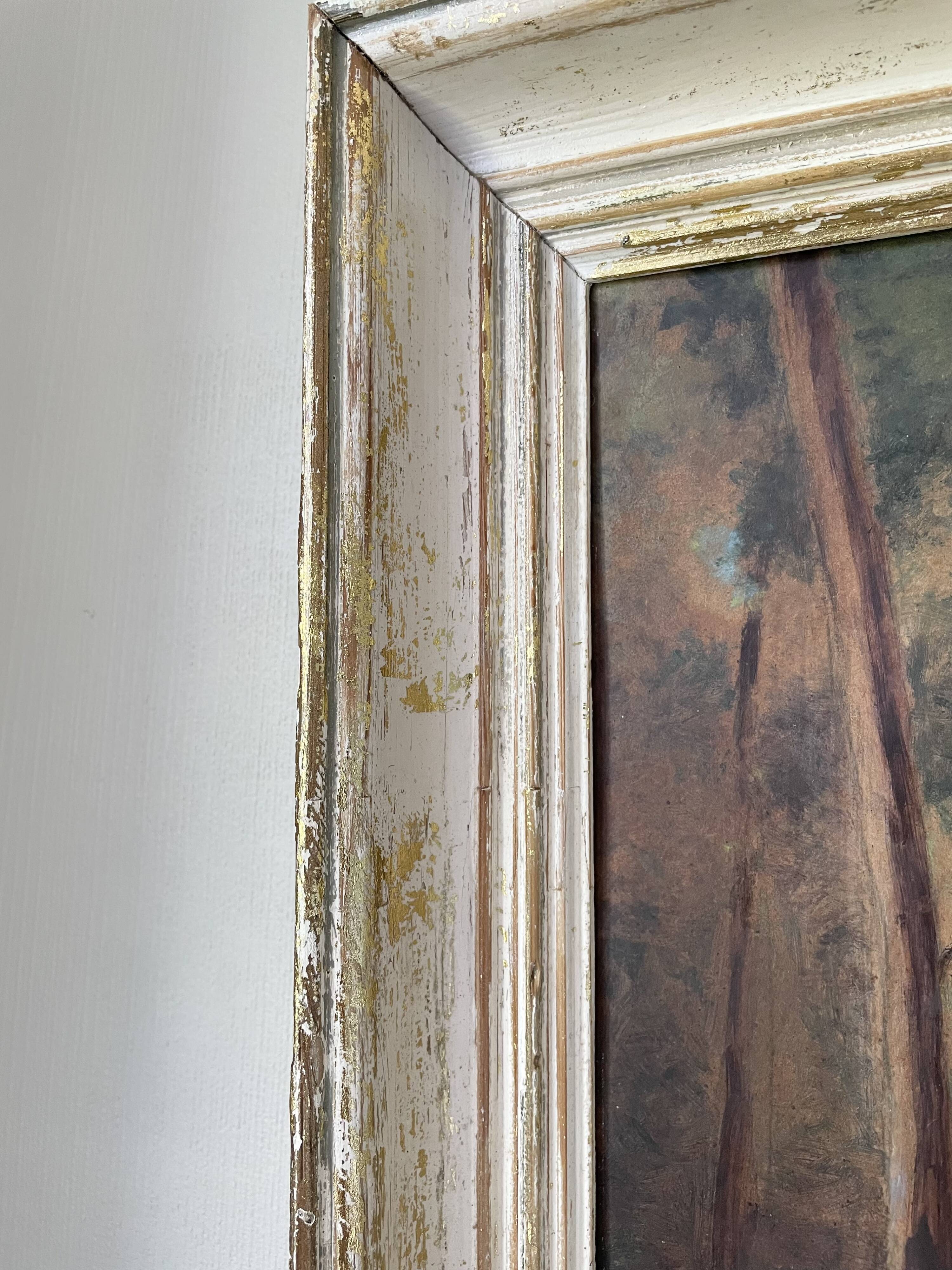 Antique painting of a forest landscape signed S.Gautier