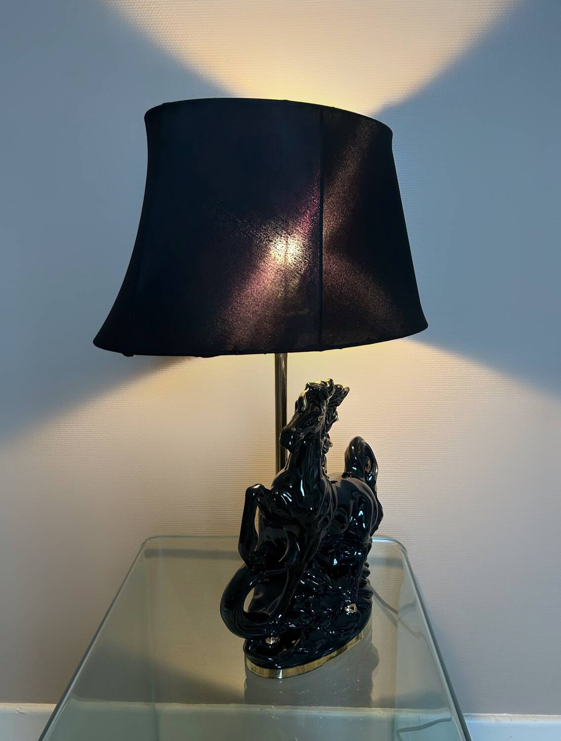 Lampe en céramique cheval, années 70