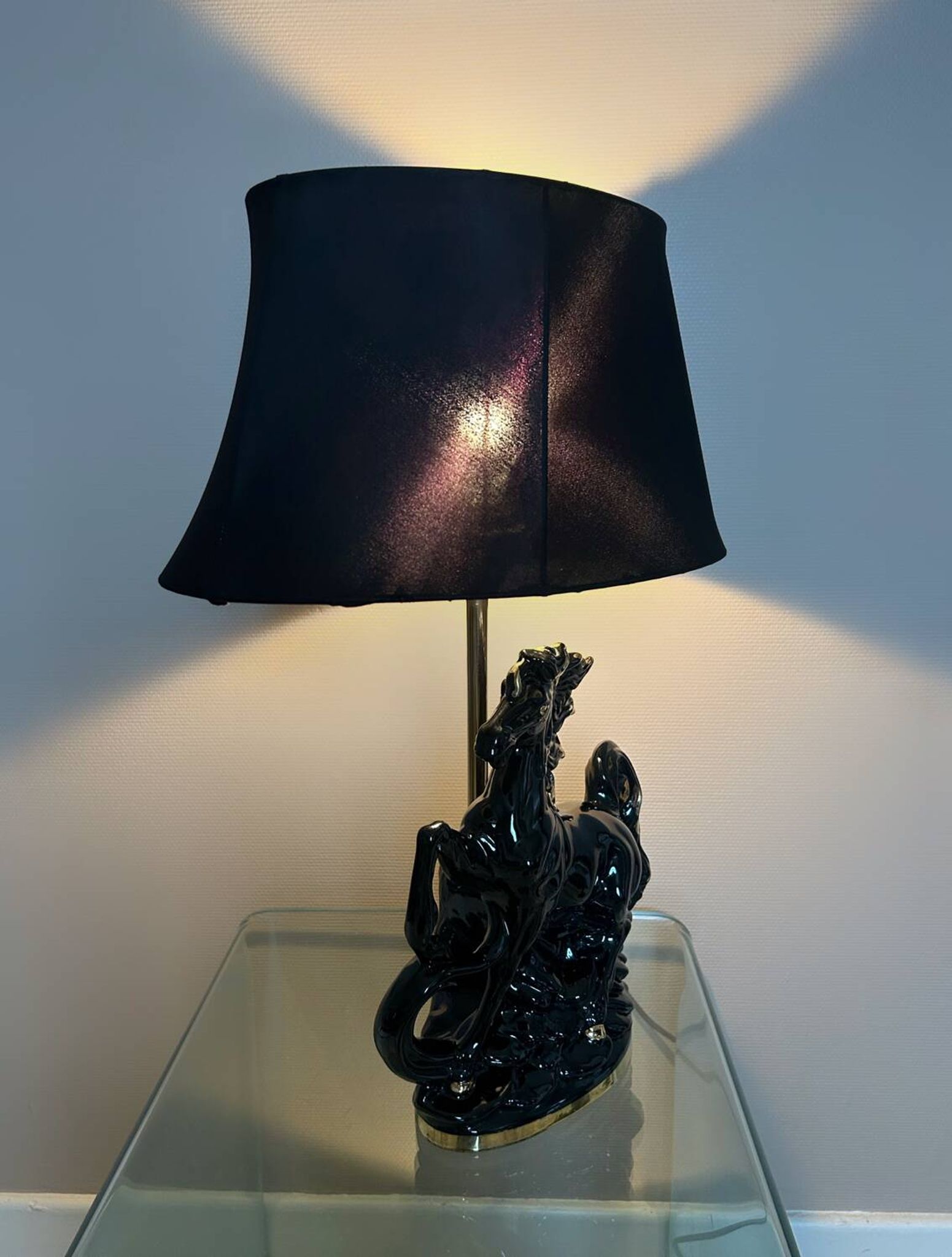 Lampe en céramique cheval, années 70