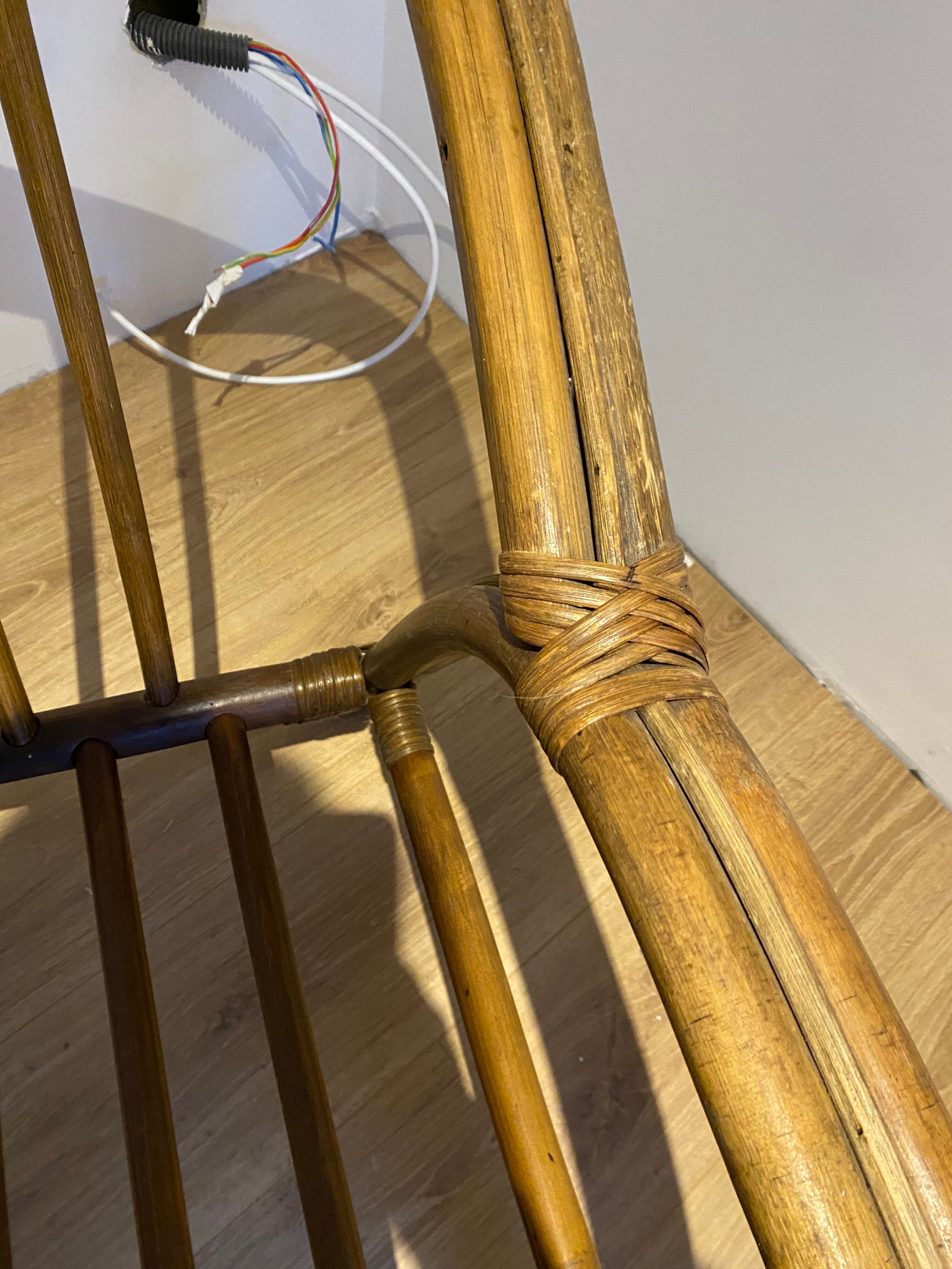 Pair of vintage rattan bamboo armchairs