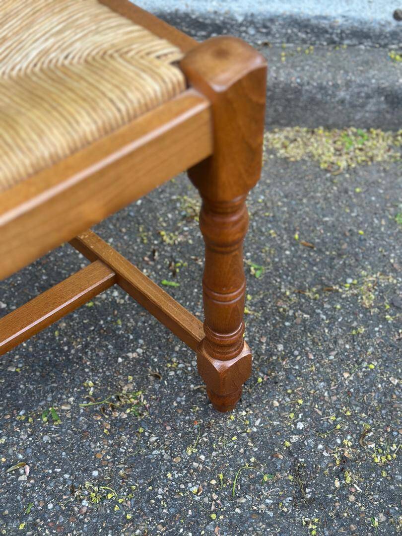 6 solid wood and straw farm-style chairs, 105cm