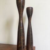 2 diabolo grands bougeoirs chandeliers scandinave bois vintage