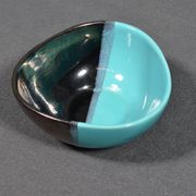 Vallauris coffee service in black and turquoise earthenware.