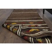 1970s Vintage Turkish Oushak Handmade Wool Cotton Brown Runner Rug 73x207