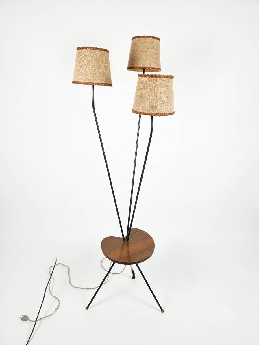 1950s/60s tripod floor lamp with 3 lights.