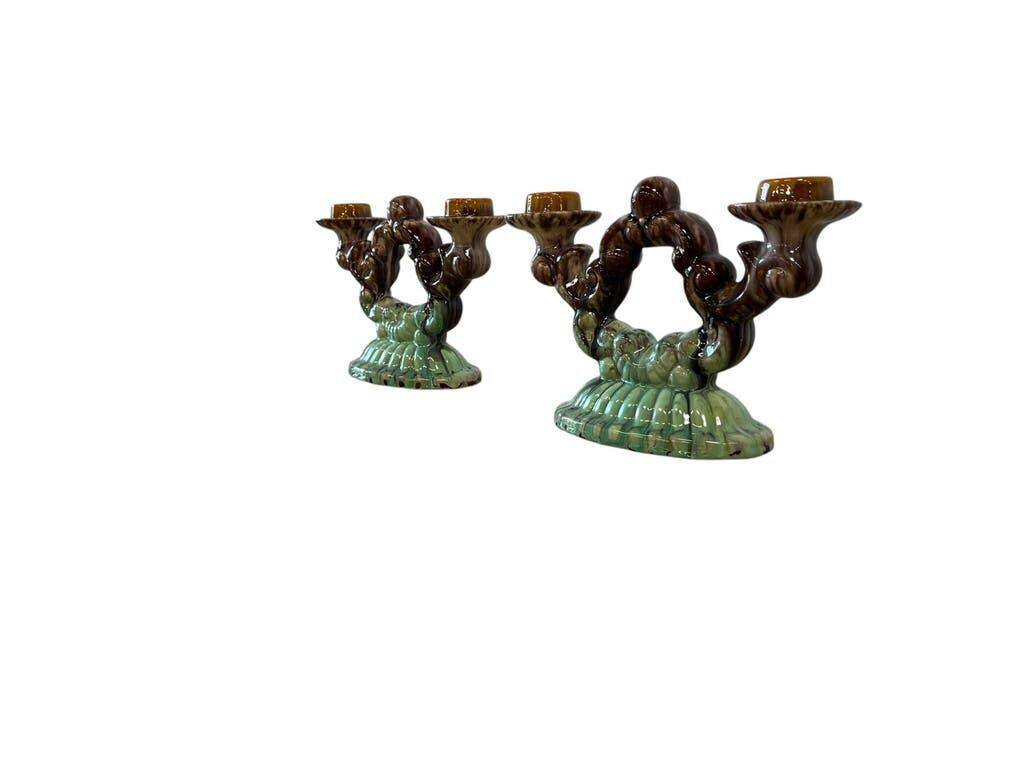 Set of 2 vintage ceramic candlesticks / decoration