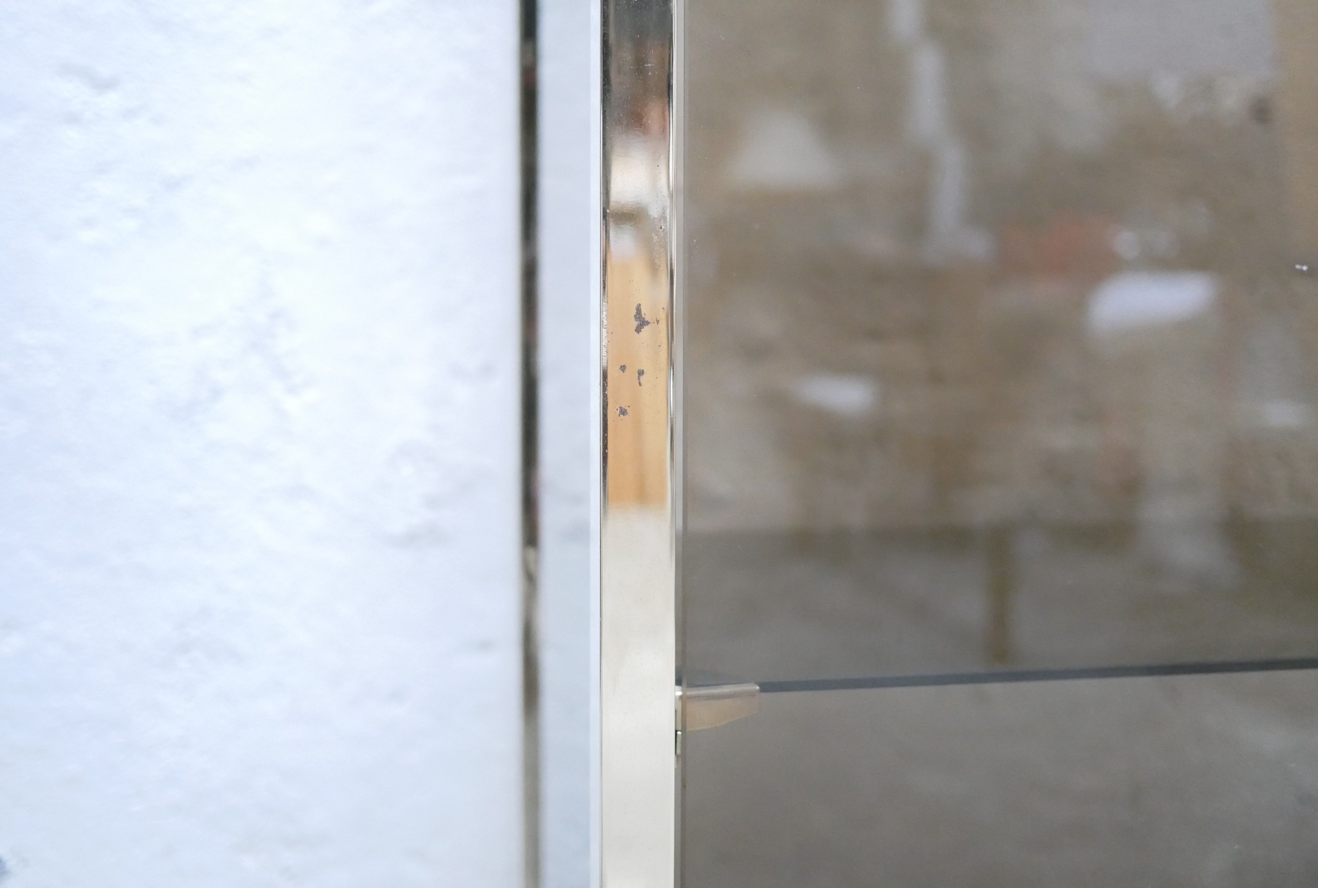 Bookcase vintage shelf in brass and smoked glass