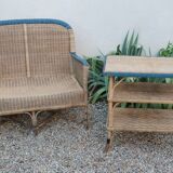 Fauteuil et table de jardin en rotin