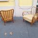 Armchairs in Wood and Yellow Fabric from Paolo Buffa, 1940s, Set of 2