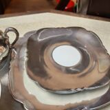 Breakfast set with tea or coffee in porcelain.