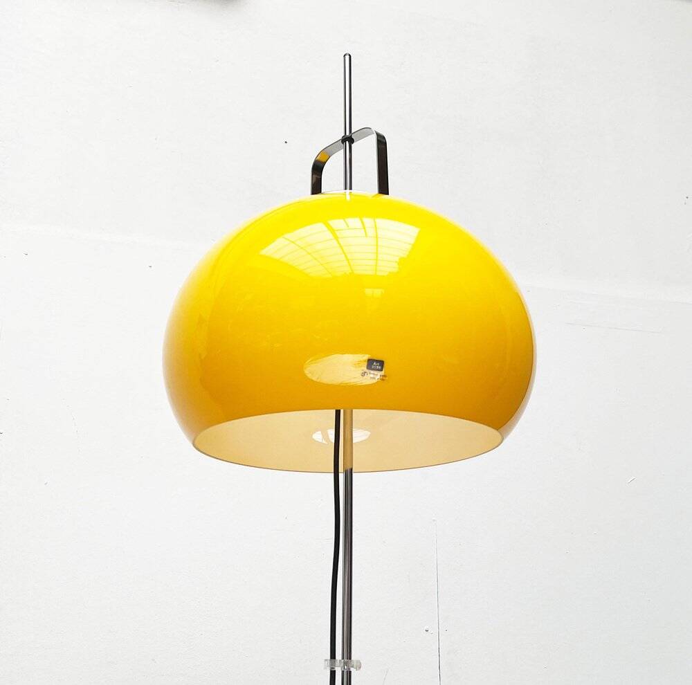 Italian yellow Lucerna floor lamp from the Space Age era, mid-century by Guzzini, 1960s.