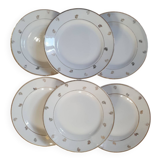6 gold-plated dessert plates - Digoin Sarreguemines