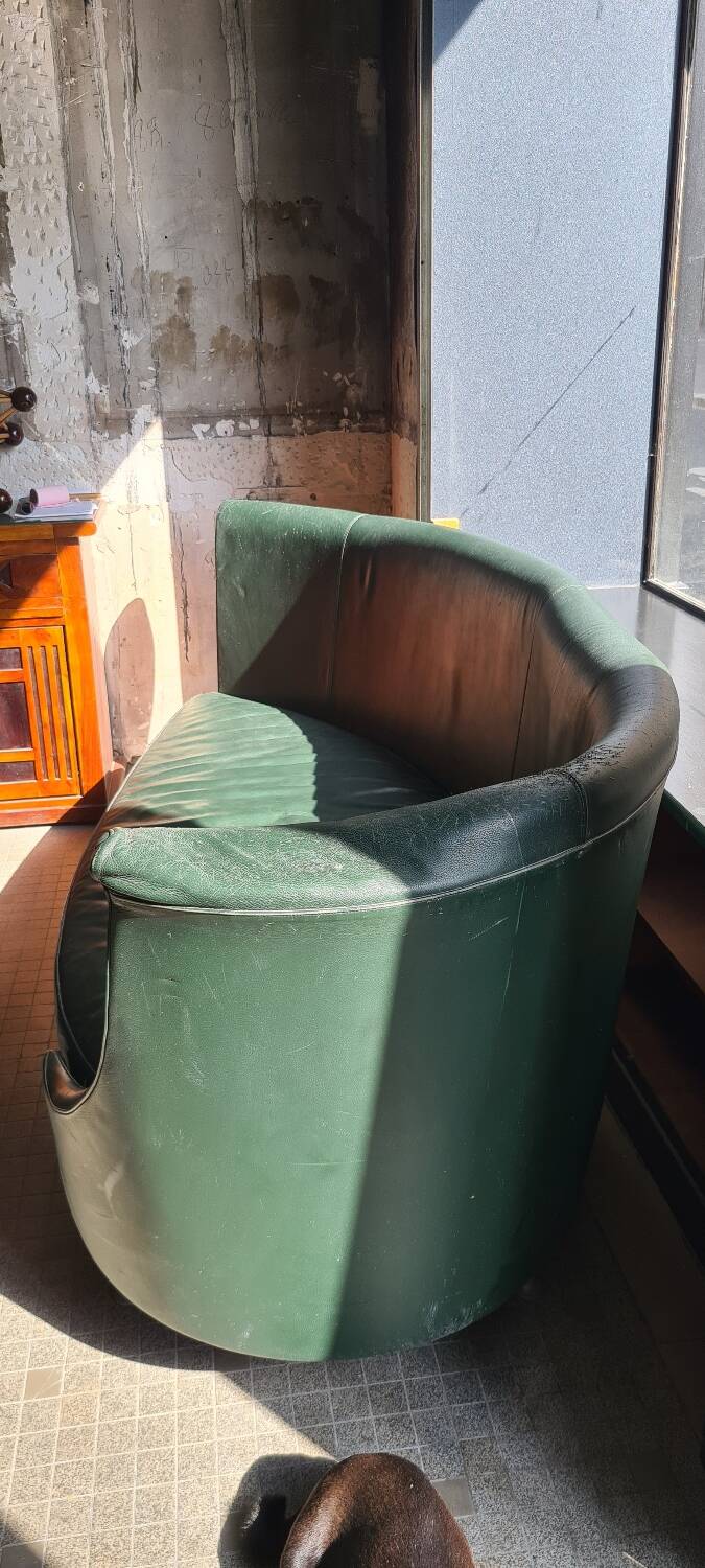 Moroso canapé new tone 1989 3-seater green leather