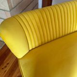 Mid-century Scandinavian yellow velvet canapé, solid beech frame and legs, 1950s.