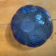 Set of 3 Cobalt Blue Moulded Glass Bowls in Flower Petal Shape Vintage