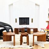 Modular "nuclear" bench + 5-piece coffee table 1940s