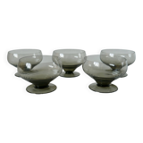 Set of 5 art deco design champagne glasses in smoked glass from the 30s and 40s