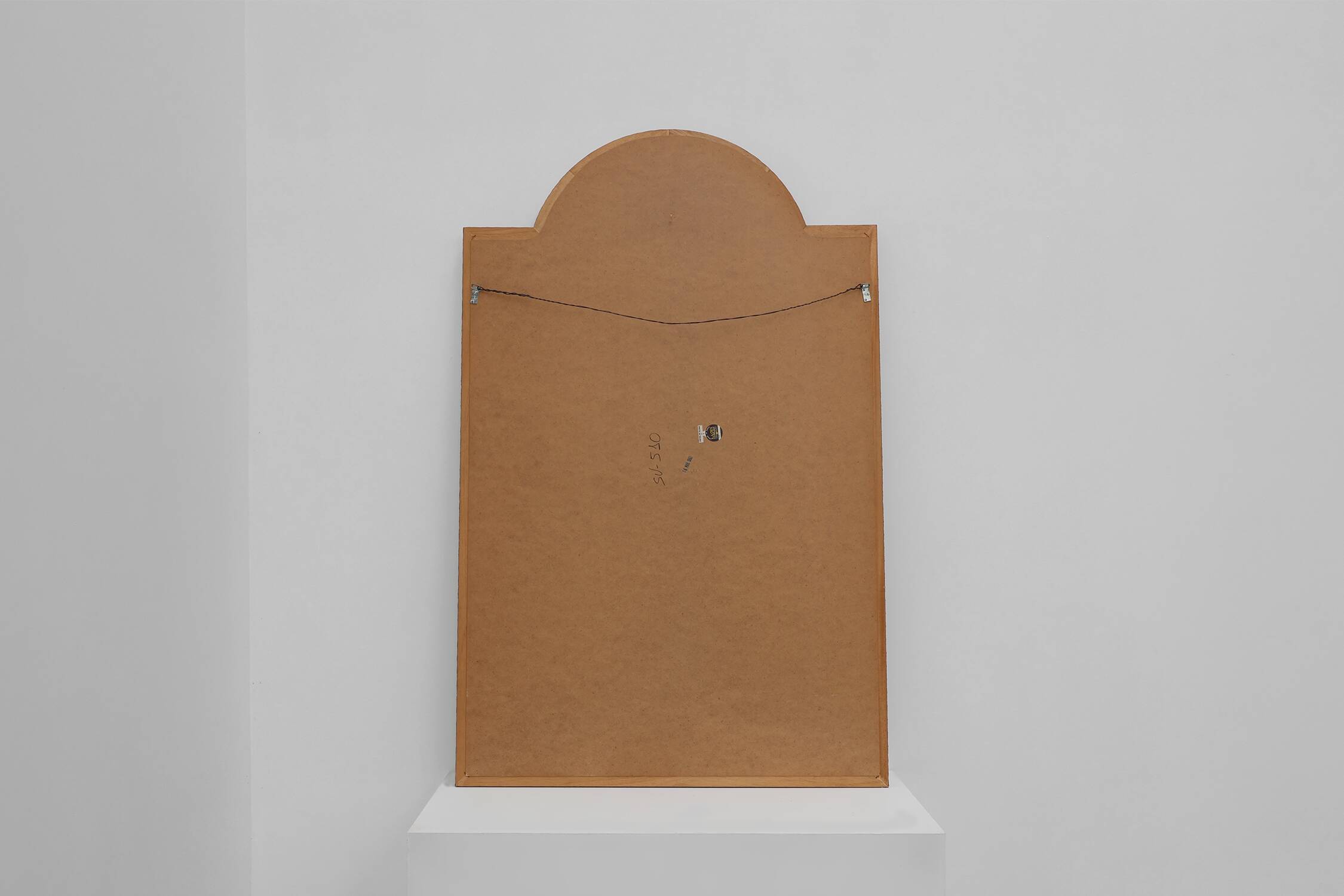 Grand miroir vénitien en mosaïque trapèze du XXe siècle avec guirlandes en laiton