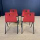 Set of 4 Galvanitas S30 raspberry red / gray steel chairs from the 70s