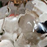 Suspension with polished glass globe in checkerboard pattern