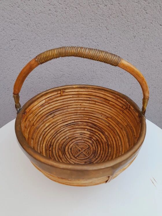 Rattan and brass basket 1970