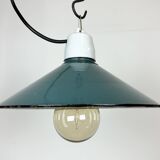 Industrial petrol enamel pendant light, 1970s