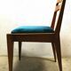 Suite de 6 chaises années 40-50 chêne et velour bleu