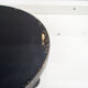 Bedside table shapes in wood and painted iron, marble details, 80s