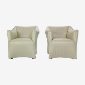 Set of 2 leather lounge armchairs Mario Bellini "Tentazione"  for Cassina, 1970s