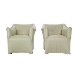 Set of 2 leather lounge armchairs Mario Bellini "Tentazione"  for Cassina, 1970s