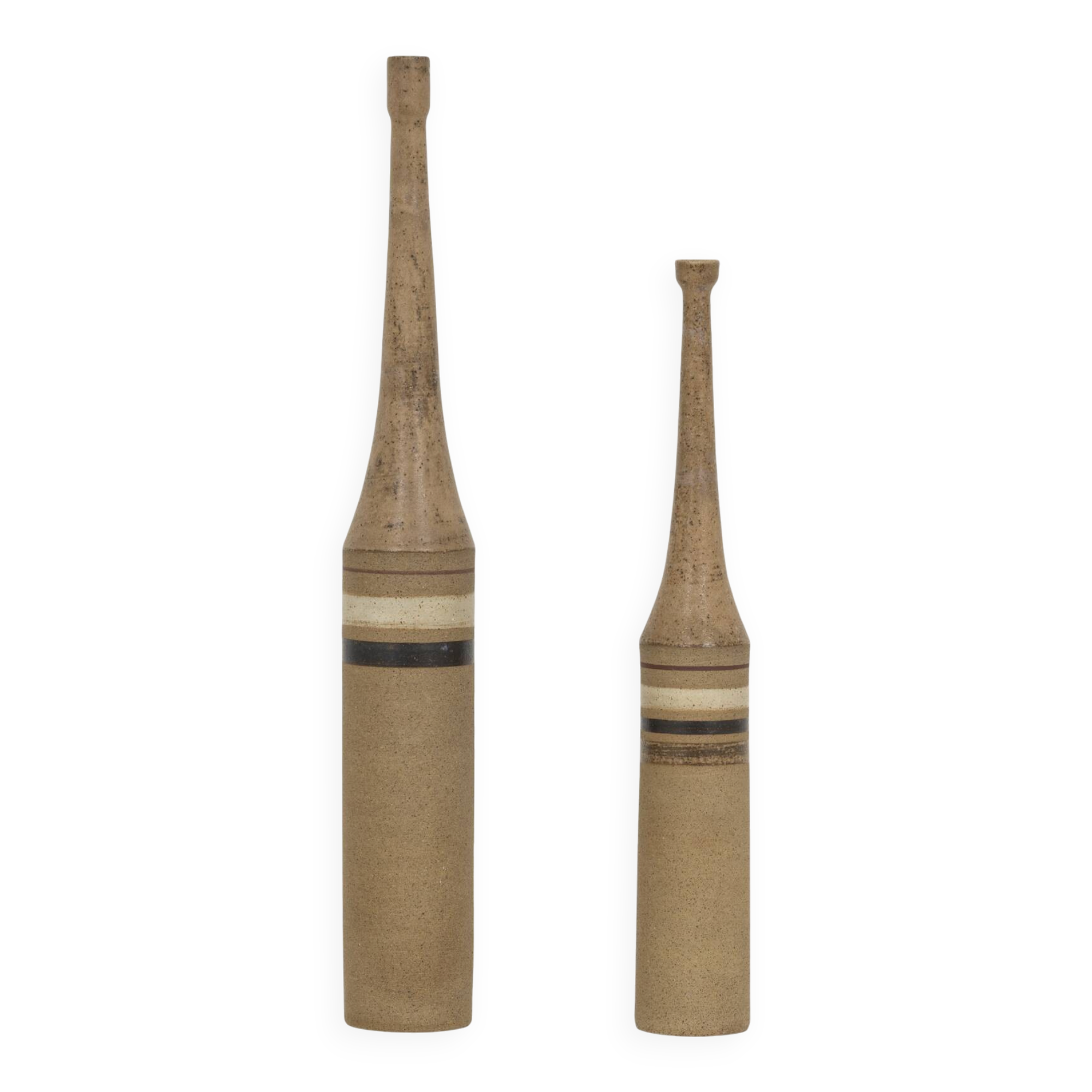 Bruno Gambone, pair of XL ceramic bottles, Italy 1970s