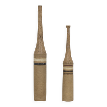 Bruno Gambone, pair of XL ceramic bottles, Italy 1970s