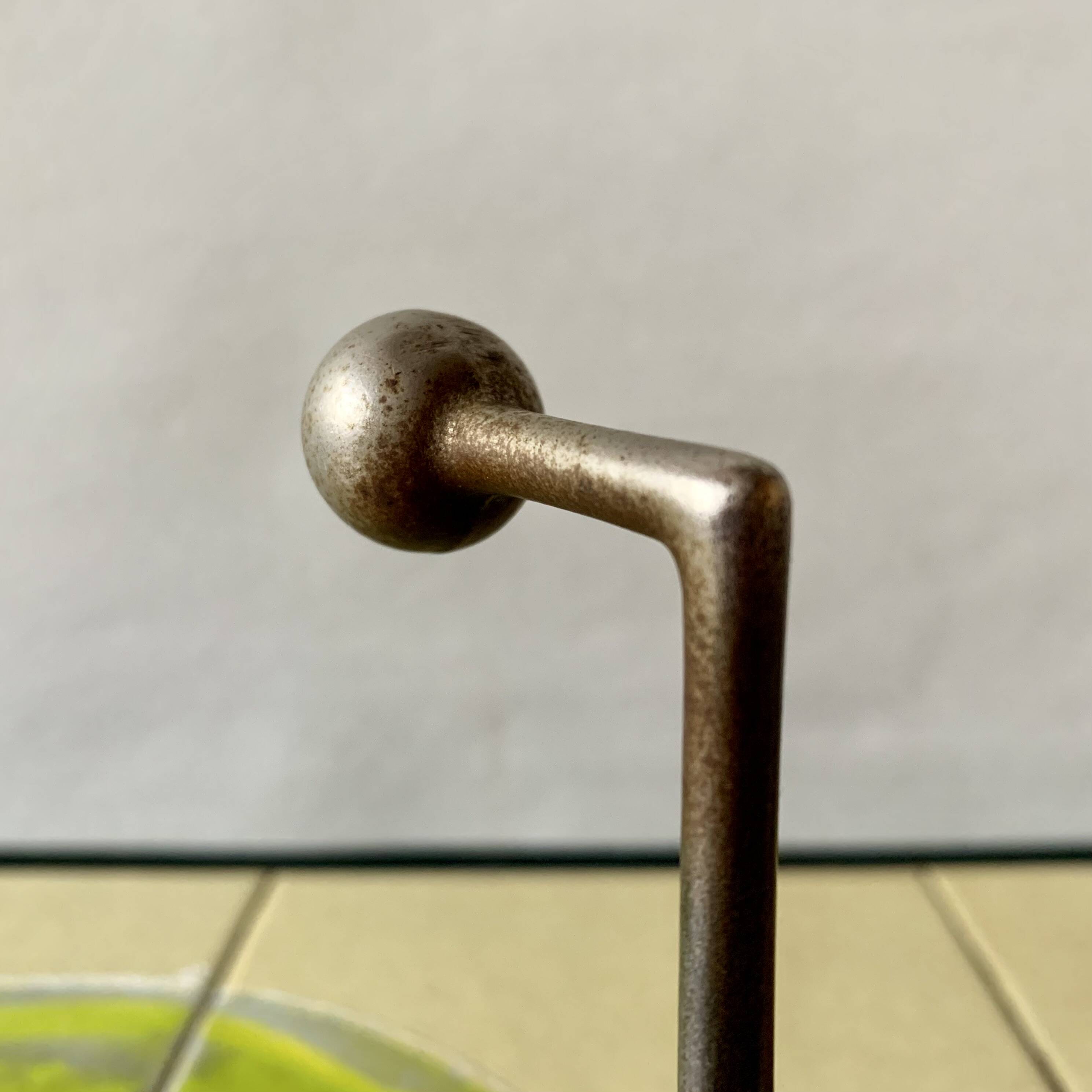 Vintage wooden wall coat rack - 4 steel hooks