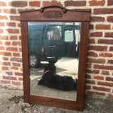 Beveled mirror made of fireplace wood