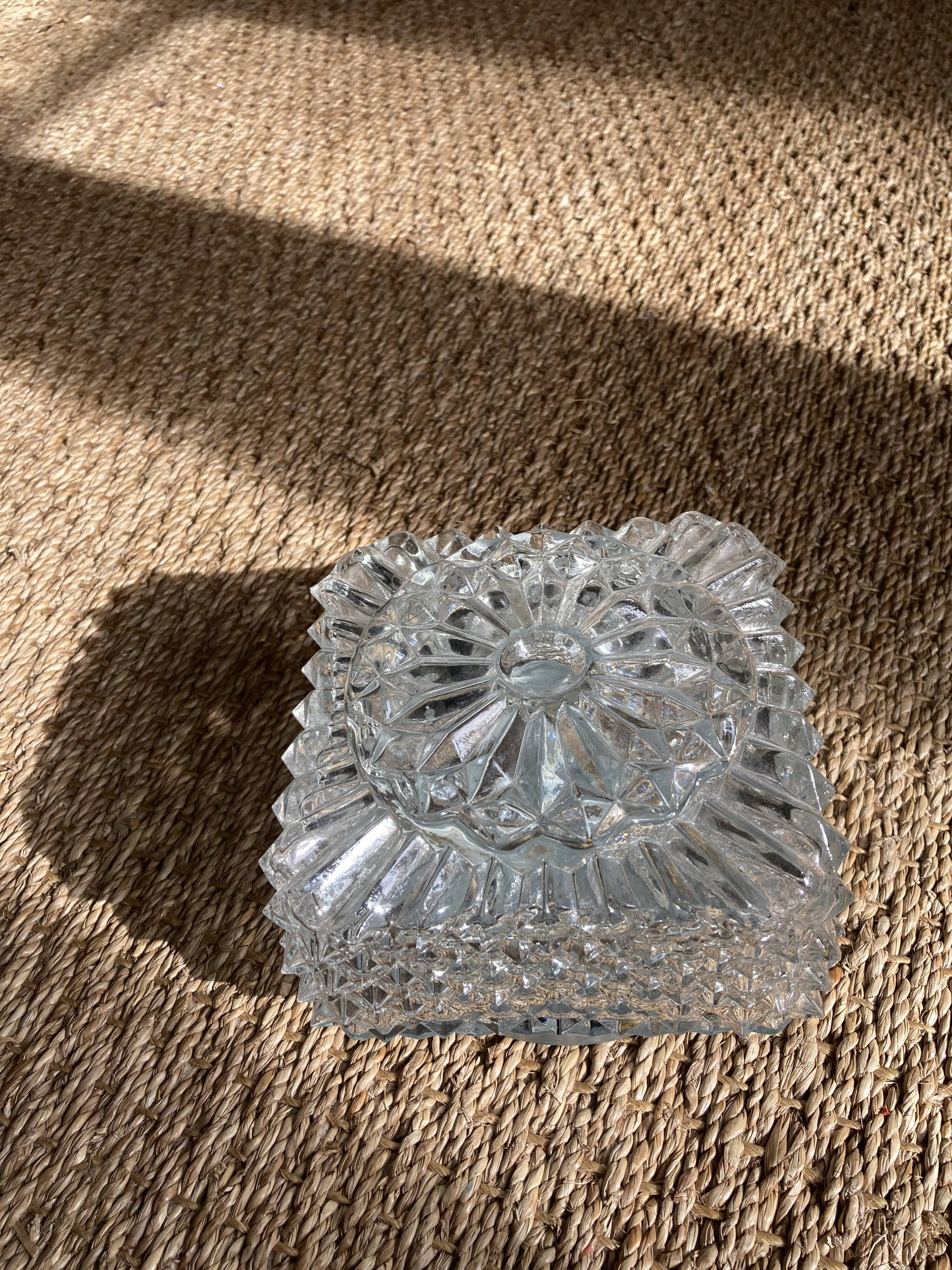 Wall lamp or ceiling lamp in transparent molded glass 1970 square