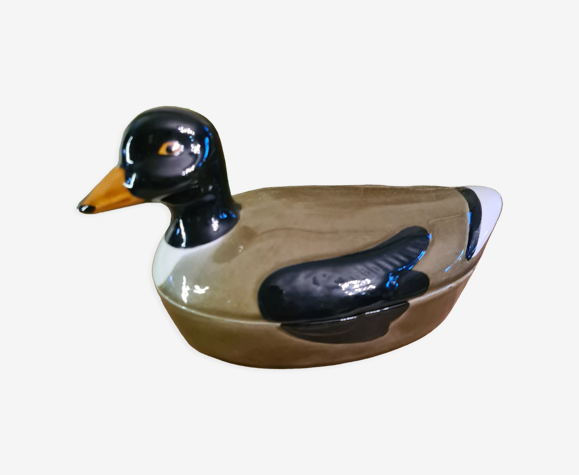 Terrine caugant en céramique fait main zoomorphe modèle petit canard sauvage