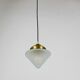 Up to 7 Art Deco brass pendant lights with conical glass shades, Vienna 1930s.