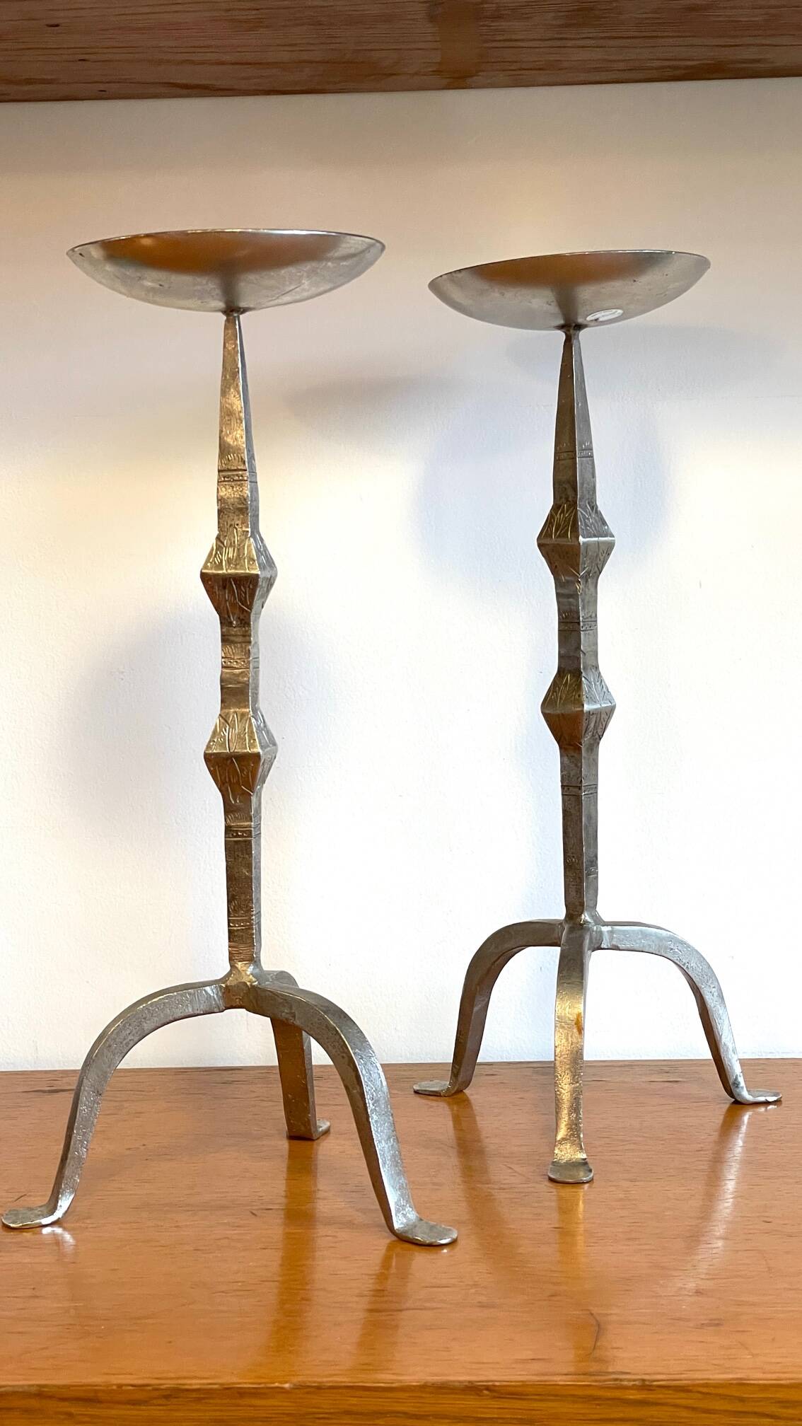 Large Paris steel candle holders