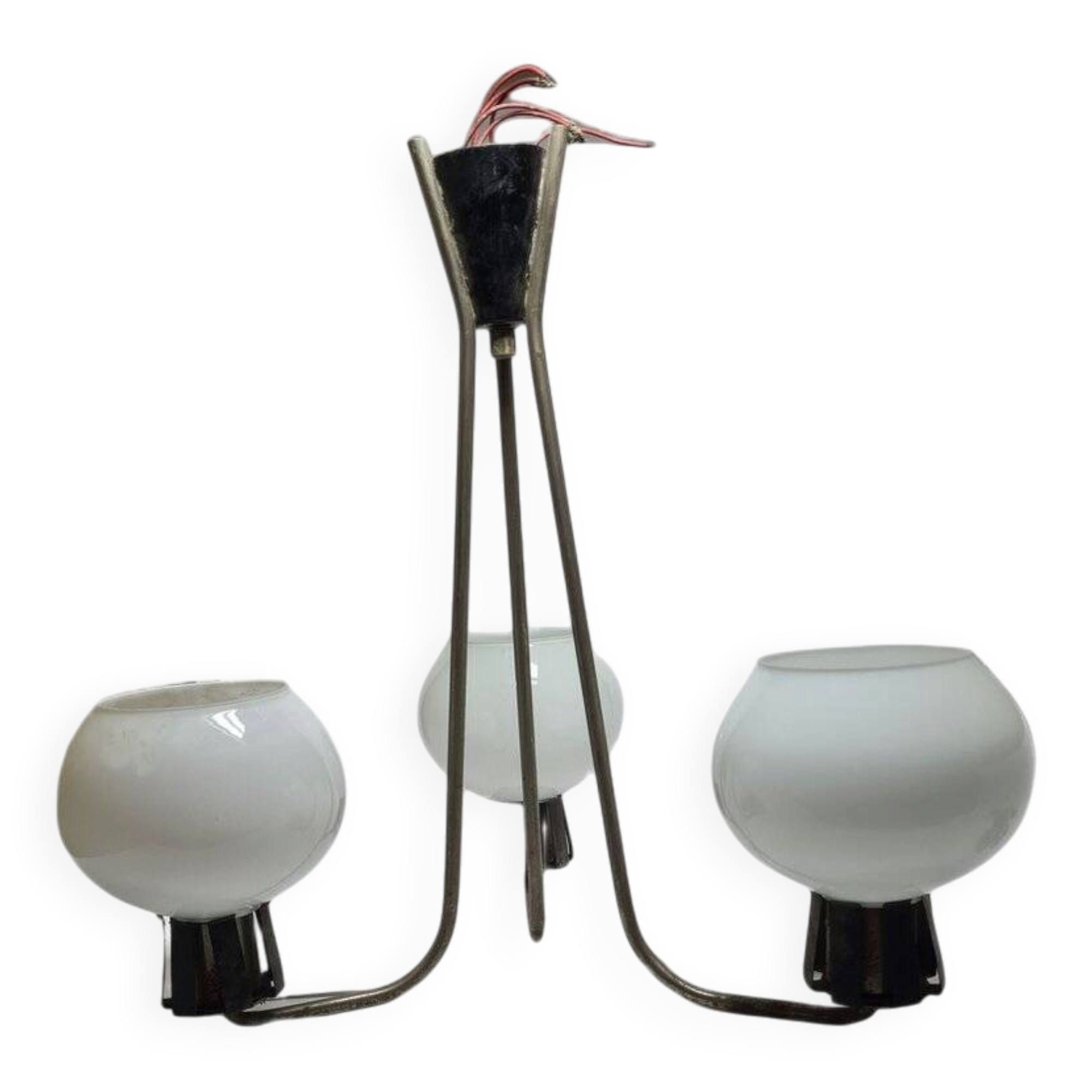 Vintage pendant light in white glass, Poland, 1960s
