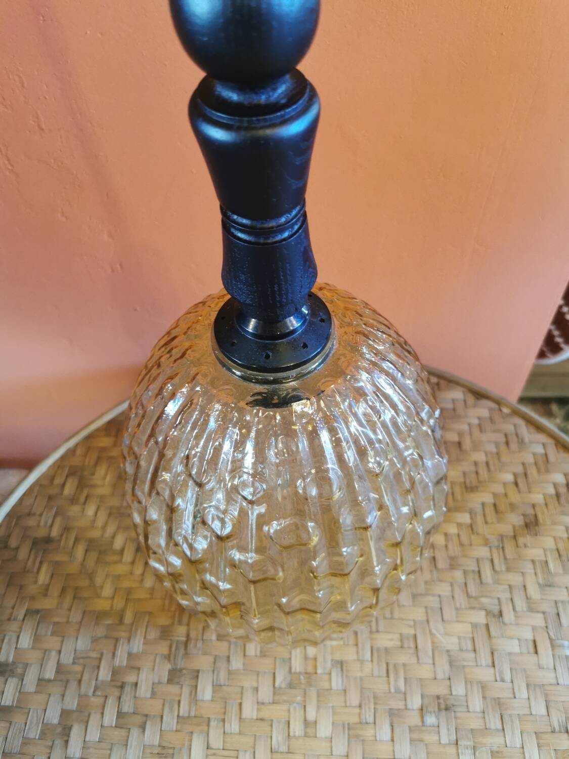 Vintage amber glass pendant light