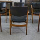 Ensemble de 6 fauteuils scandinaves en cuir et palissandre par Gondo Gravesen pour l’Atelier Bondo Gravesen Snedkerier 1960’s