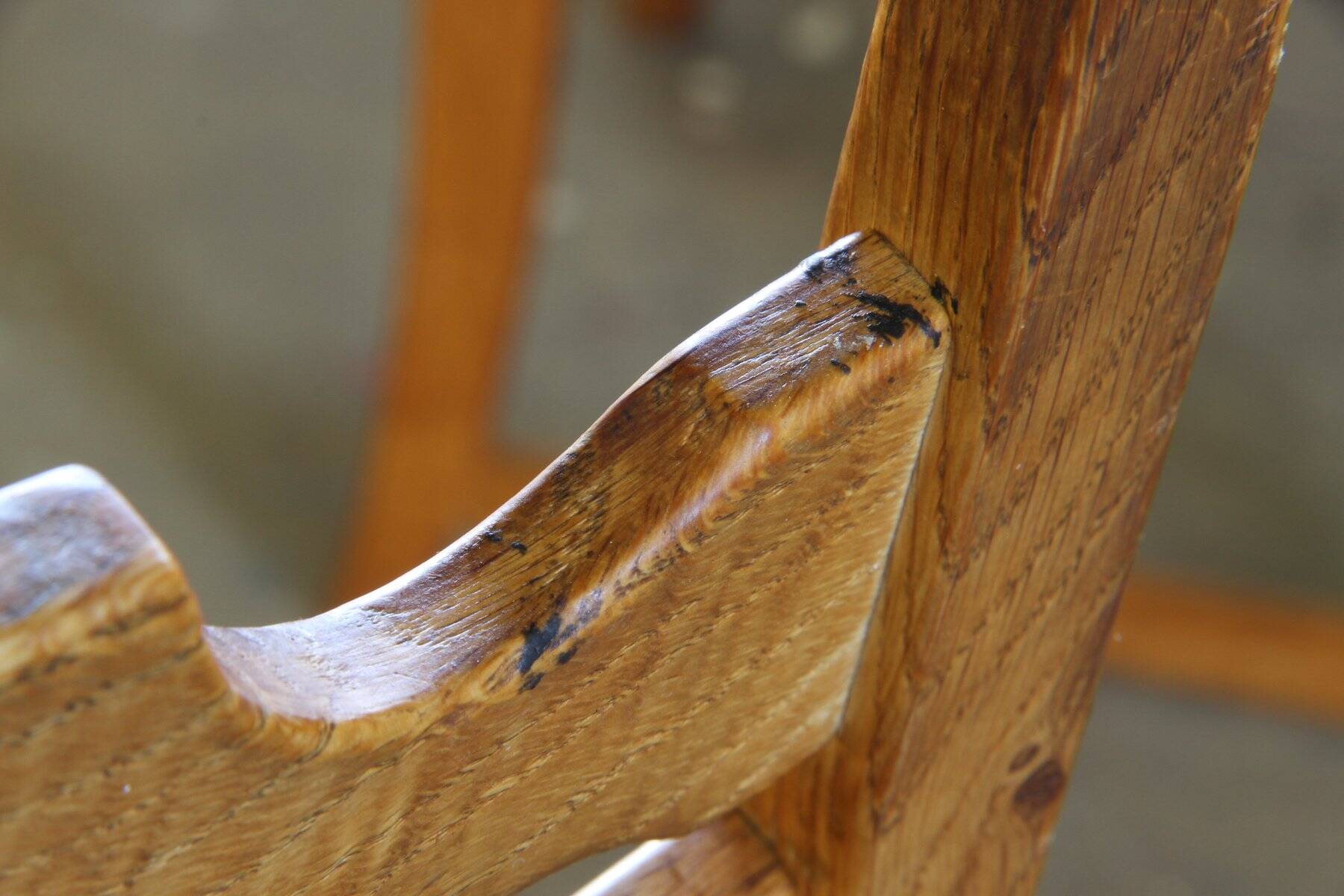 Danish modern brutalist oak dining chairs by Henning Kjærnulf, 1960s, set of 6