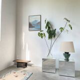 White and blue floral wool rug