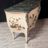Curved Louis XV style chest of drawers with chinoiserie decoration