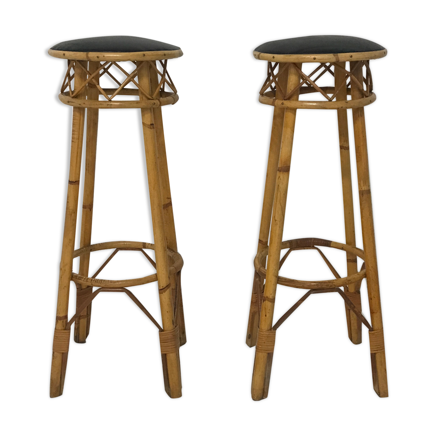 Pair of rattan bar stools