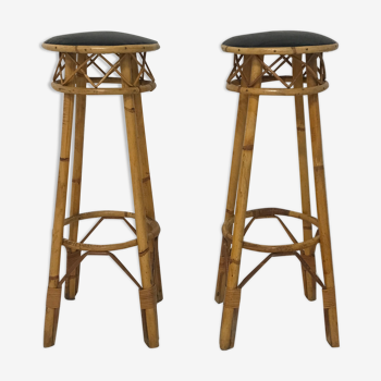 Pair of rattan bar stools