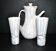 Cafetière et 2 tasses modernistes en céramique de Niderviller, 1960
