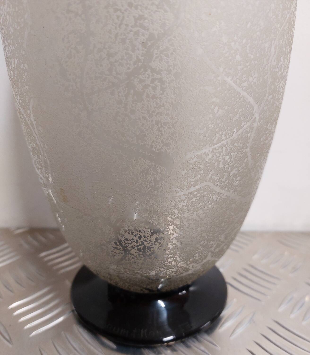 Daum Nancy France frosted glass vase signed