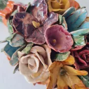 Applied bouquet of flowers in slipware Art Nouveau
